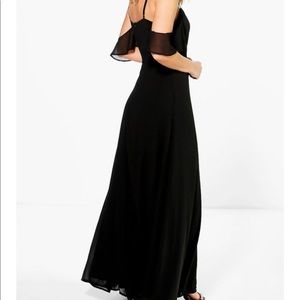 Boohoo NWT Open Shoulder Formal Black Maxi Dress